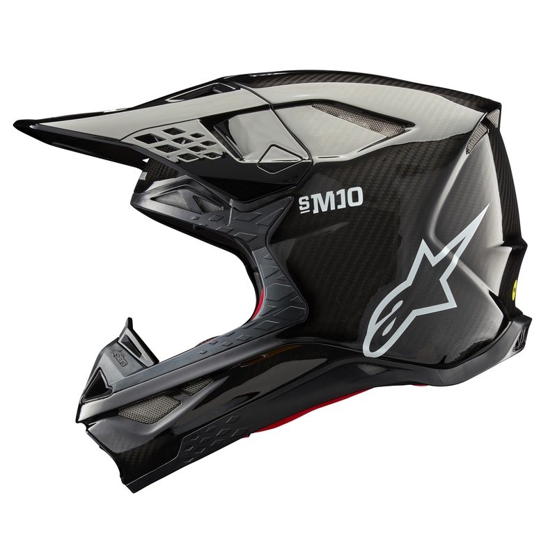 Alpinestars Supertech S-M10 Solid Gloss Carbon Motokroso šalmas