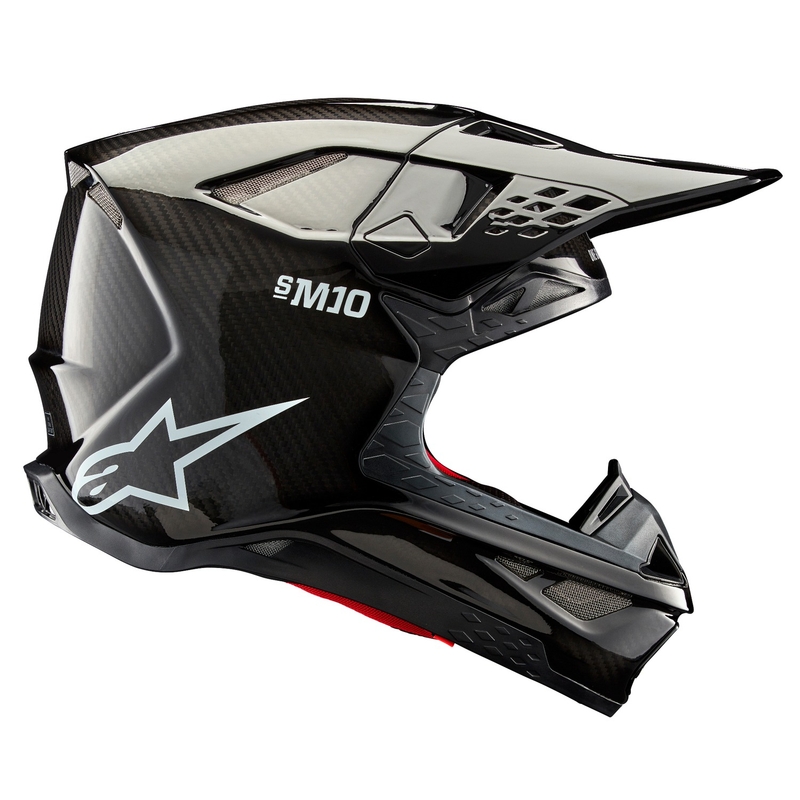 Alpinestars Supertech S-M10 Solid Gloss Carbon Motokroso šalmas