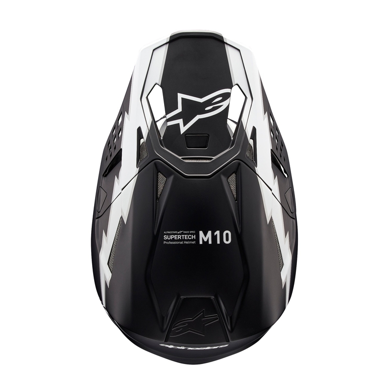 Alpinestars Supertech S-M10 Ampress motokroso šalmas matinės juodos ir baltos spalvos