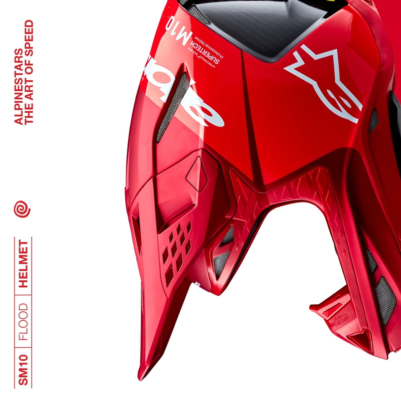 Alpinestars Supertech S-M10 Flood motokroso šalmas matinės fluo raudonos spalvos