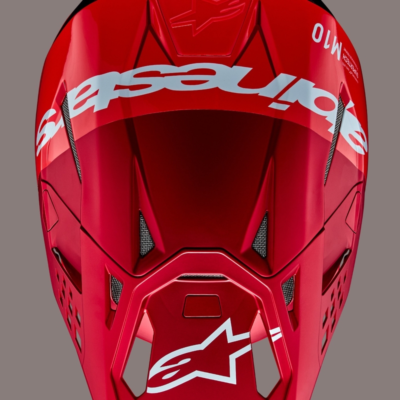 Alpinestars Supertech S-M10 Flood motokroso šalmas matinės fluo raudonos spalvos