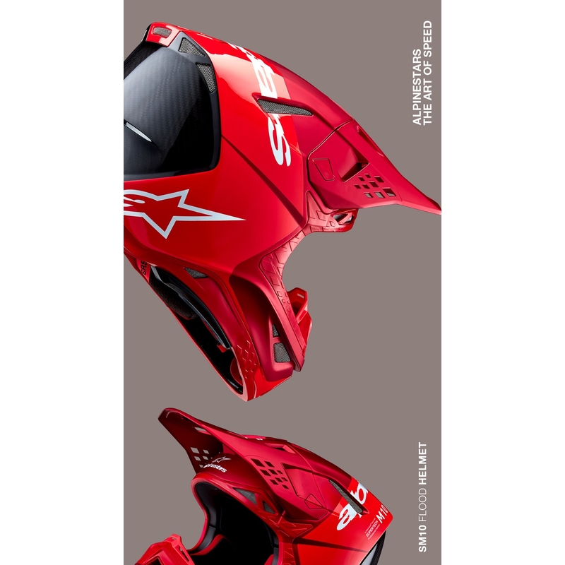 Alpinestars Supertech S-M10 Flood motokroso šalmas matinės fluo raudonos spalvos
