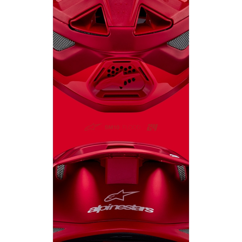 Alpinestars Supertech S-M10 Flood motokroso šalmas matinės fluo raudonos spalvos