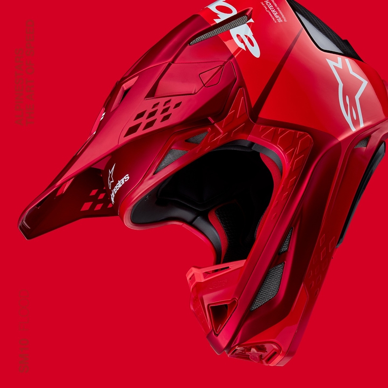 Alpinestars Supertech S-M10 Flood motokroso šalmas matinės fluo raudonos spalvos