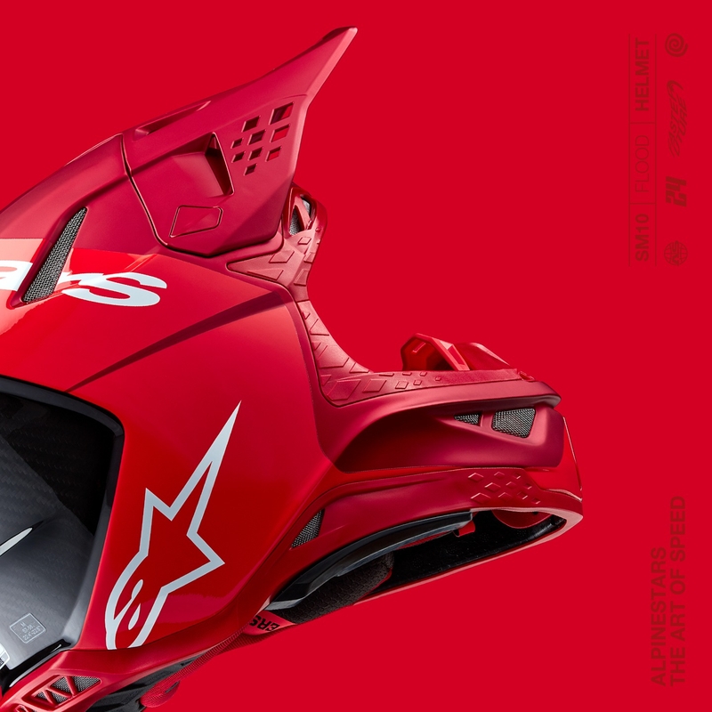 Alpinestars Supertech S-M10 Flood motokroso šalmas matinės fluo raudonos spalvos