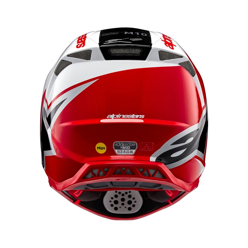 Alpinestars Supertech S-M10 Unite motokroso šalmas raudonos ir baltos spalvos