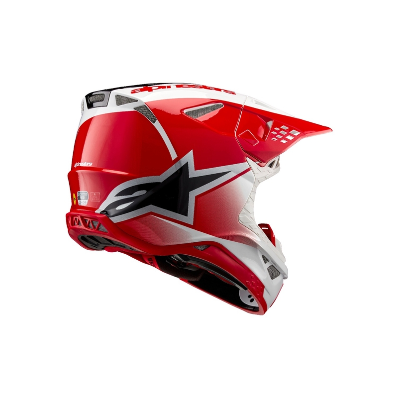 Alpinestars Supertech S-M10 Unite motokroso šalmas raudonos ir baltos spalvos