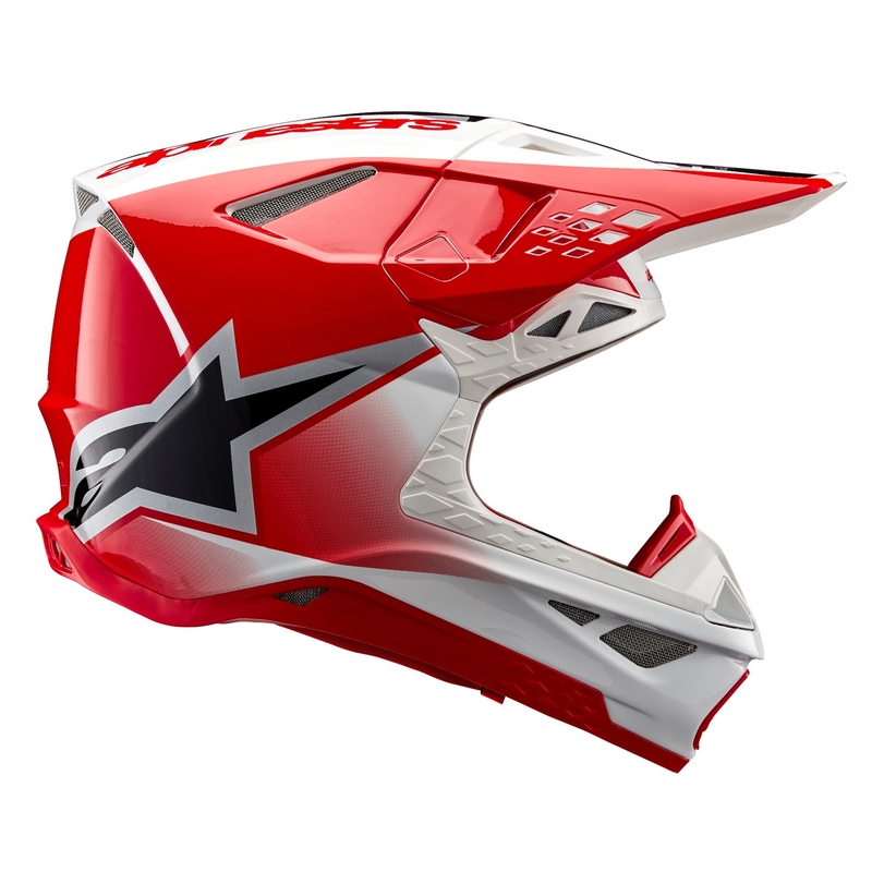 Alpinestars Supertech S-M10 Unite motokroso šalmas raudonos ir baltos spalvos