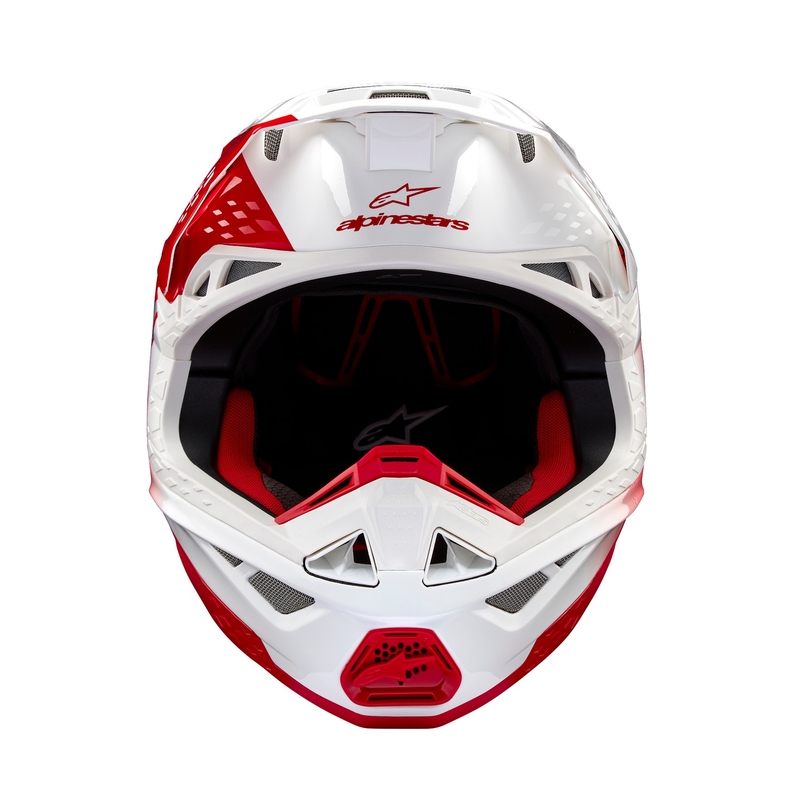 Alpinestars Supertech S-M10 Unite motokroso šalmas raudonos ir baltos spalvos