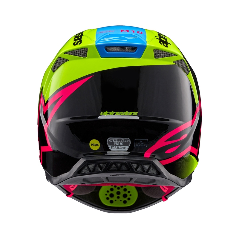 Alpinestars Supertech S-M10 Unite fluo geltonai-juodai-rožinis motokroso šalmas
