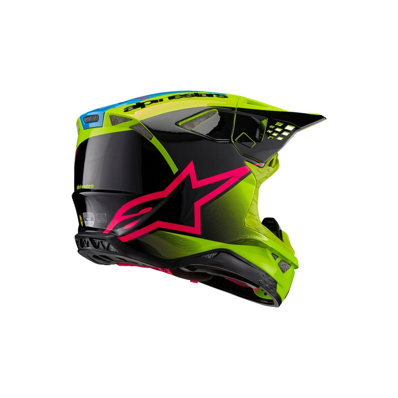 Alpinestars Supertech S-M10 Unite fluo geltonai-juodai-rožinis motokroso šalmas