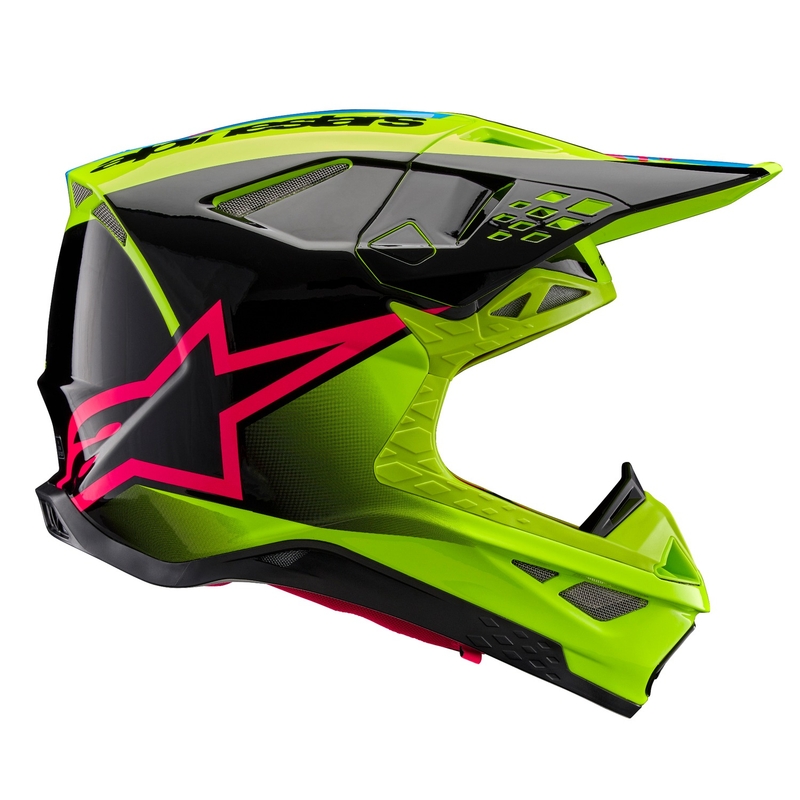 Alpinestars Supertech S-M10 Unite fluo geltonai-juodai-rožinis motokroso šalmas