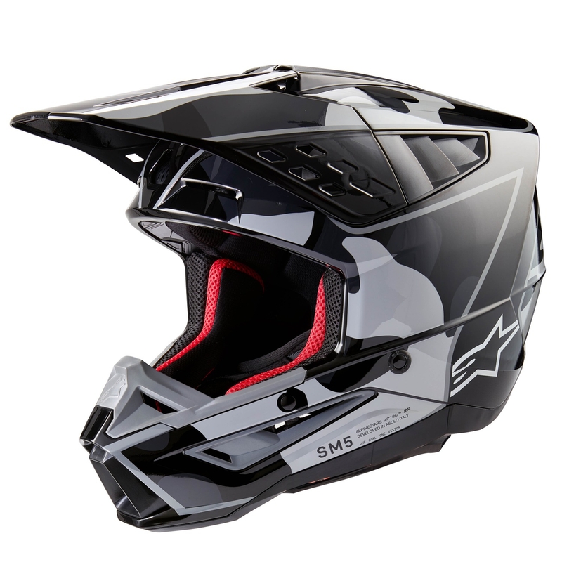 Alpinestars S-M5 Rover 2 motokroso šalmas juodos ir sidabrinės spalvos