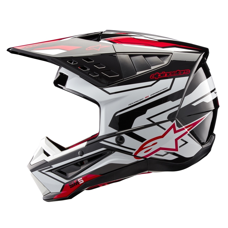 "Alpinestars S-M5 Action 2" juodai-baltai-raudonas motokroso šalmas