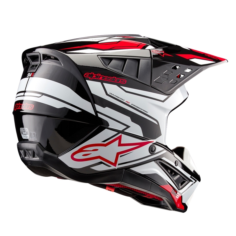 "Alpinestars S-M5 Action 2" juodai-baltai-raudonas motokroso šalmas