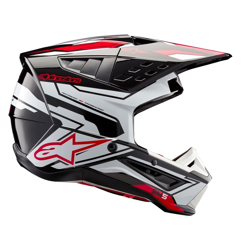 "Alpinestars S-M5 Action 2" juodai-baltai-raudonas motokroso šalmas