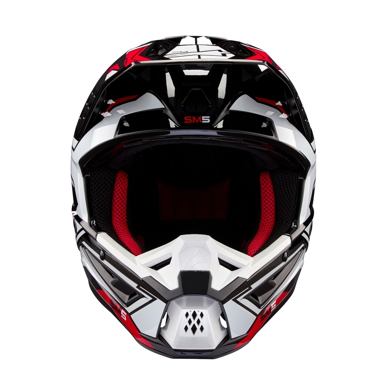"Alpinestars S-M5 Action 2" juodai-baltai-raudonas motokroso šalmas