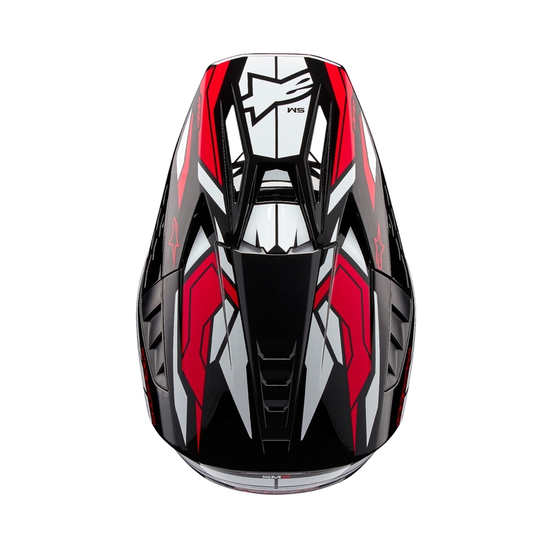 "Alpinestars S-M5 Action 2" juodai-baltai-raudonas motokroso šalmas