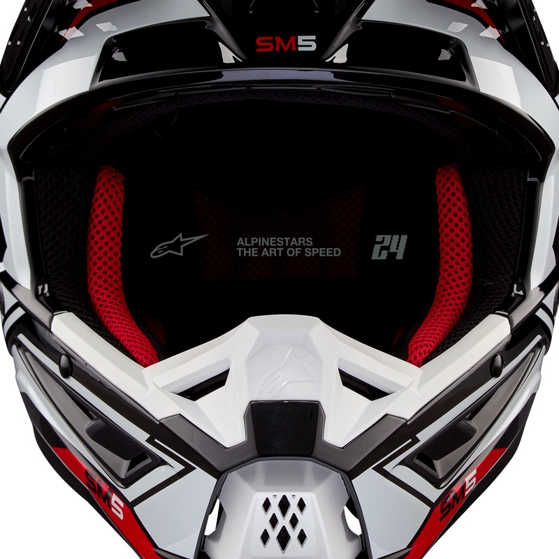 "Alpinestars S-M5 Action 2" juodai-baltai-raudonas motokroso šalmas