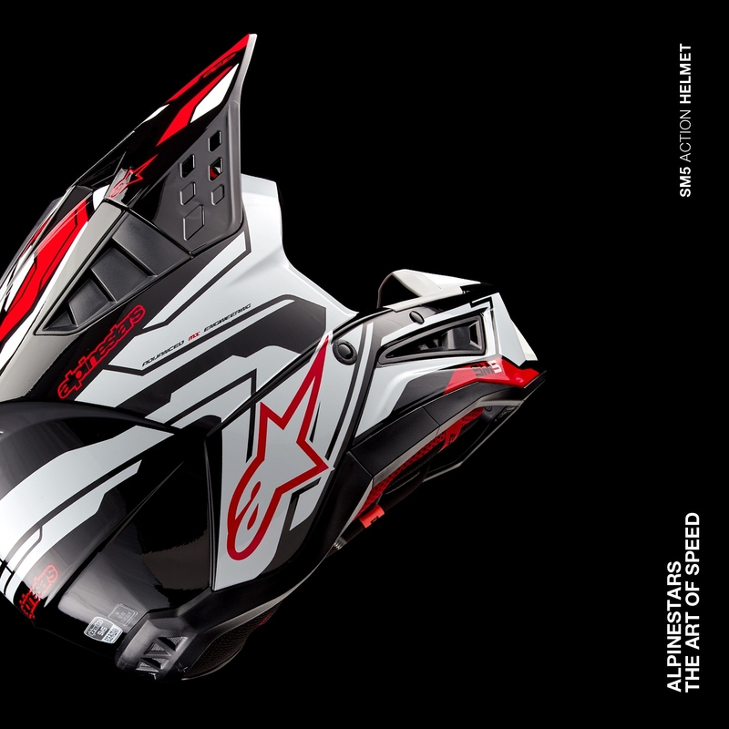 "Alpinestars S-M5 Action 2" juodai-baltai-raudonas motokroso šalmas