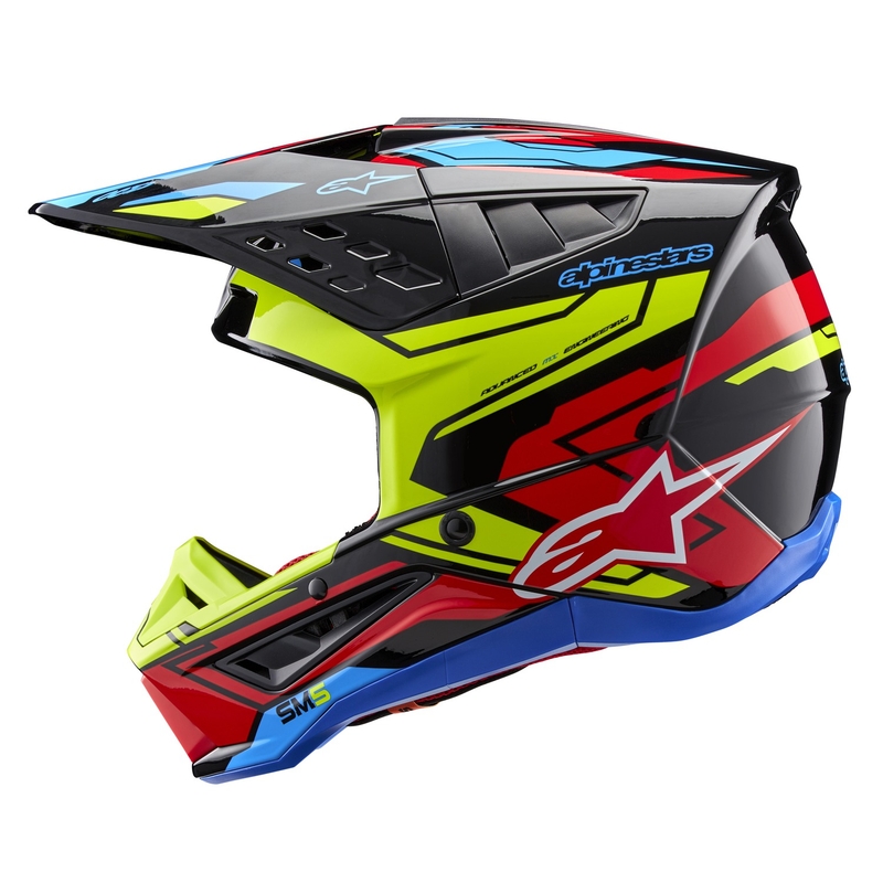 Alpinestars S-M5 Action 2 fluoro geltonos ir fluoro raudonos spalvos motokroso šalmas