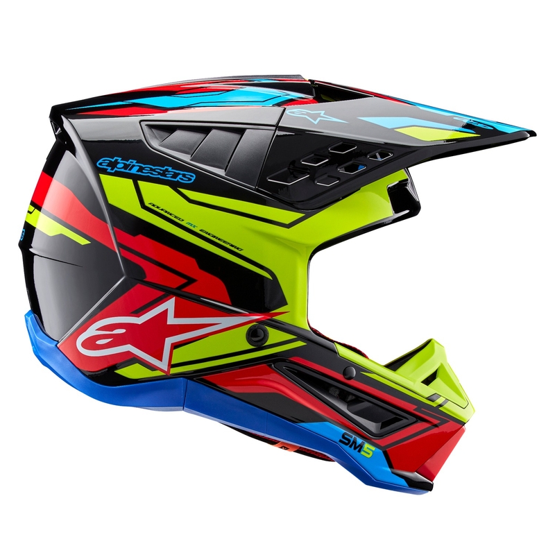 Alpinestars S-M5 Action 2 fluoro geltonos ir fluoro raudonos spalvos motokroso šalmas