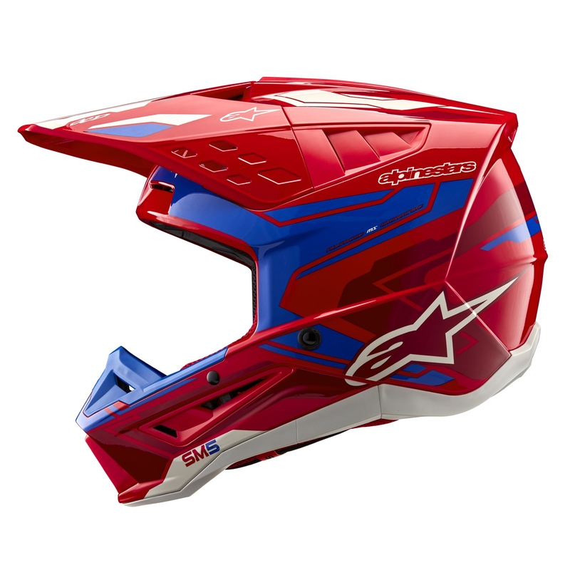 Alpinestars S-M5 Action 2 fluo raudonai mėlynas motokroso šalmas