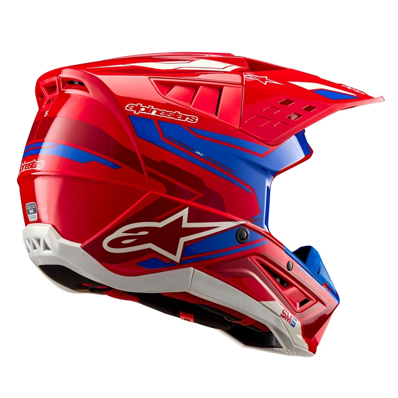 Alpinestars S-M5 Action 2 fluo raudonai mėlynas motokroso šalmas