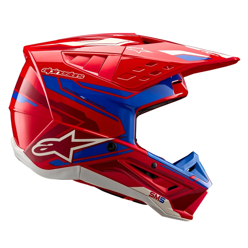 Alpinestars S-M5 Action 2 fluo raudonai mėlynas motokroso šalmas