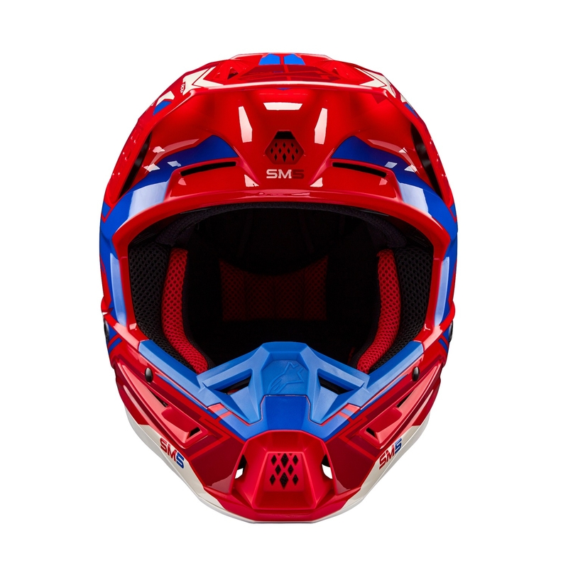 Alpinestars S-M5 Action 2 fluo raudonai mėlynas motokroso šalmas