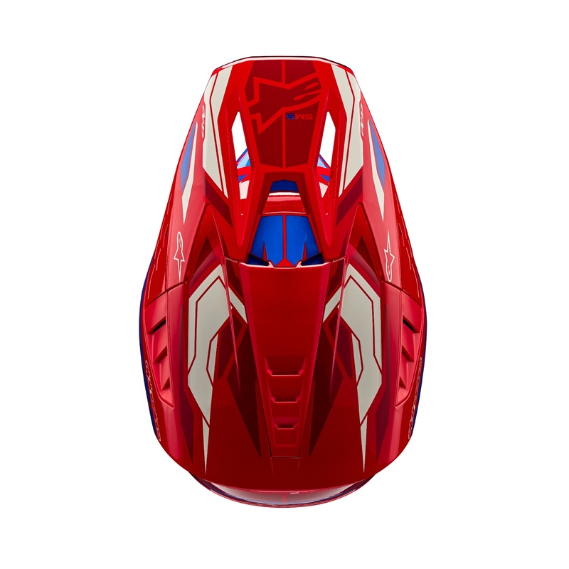 Alpinestars S-M5 Action 2 fluo raudonai mėlynas motokroso šalmas