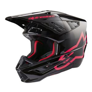 Alpinestars S-M5 Corp motokroso šalmas juodos ir rožinės spalvos