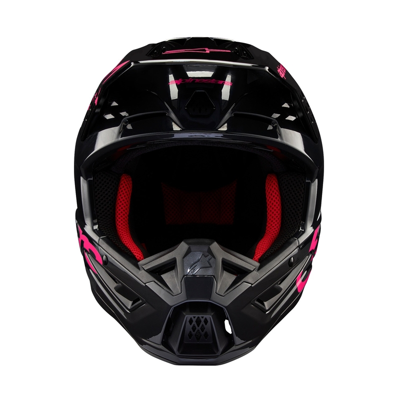 Alpinestars S-M5 Corp motokroso šalmas juodos ir rožinės spalvos