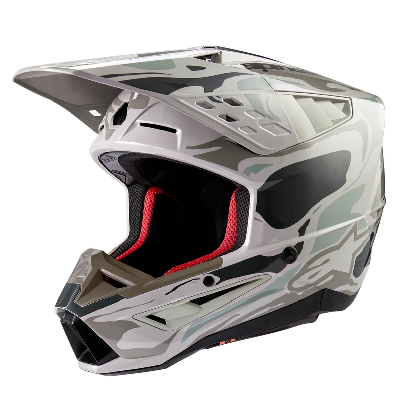 Alpinestars S-M5 Mineral pilkai žalias kamufliažinis motokroso šalmas