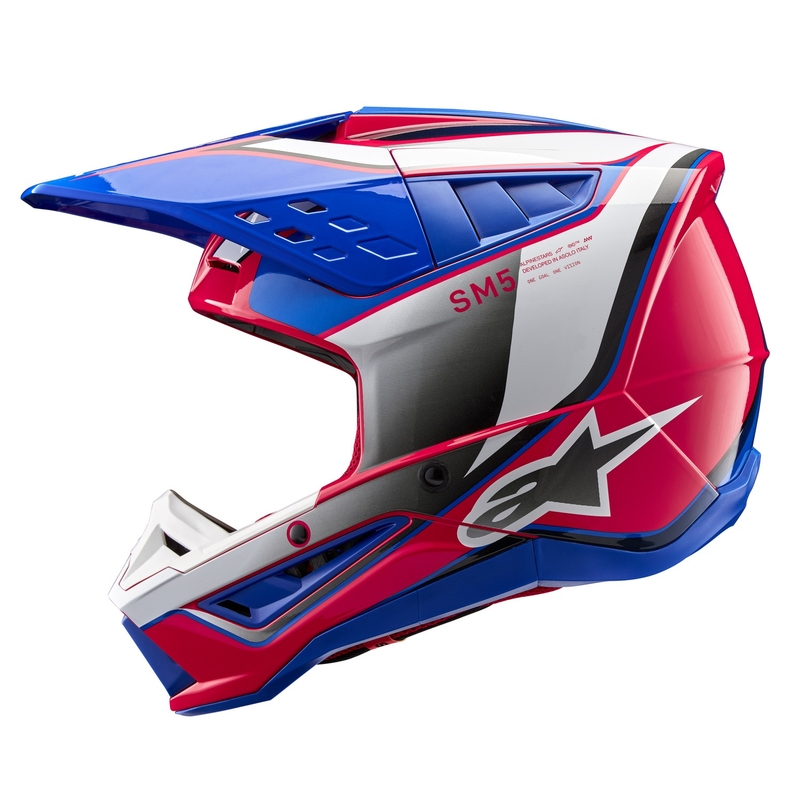 Alpinestars S-M5 Sail Motokroso šalmas balta-rožinė-mėlyna