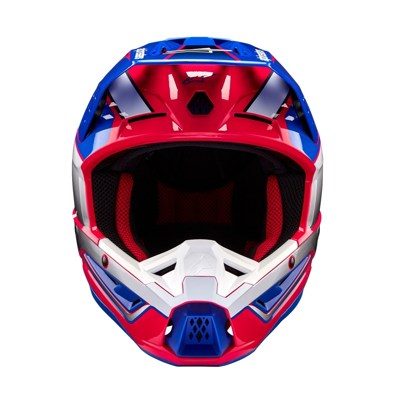 Alpinestars S-M5 Sail Motokroso šalmas balta-rožinė-mėlyna