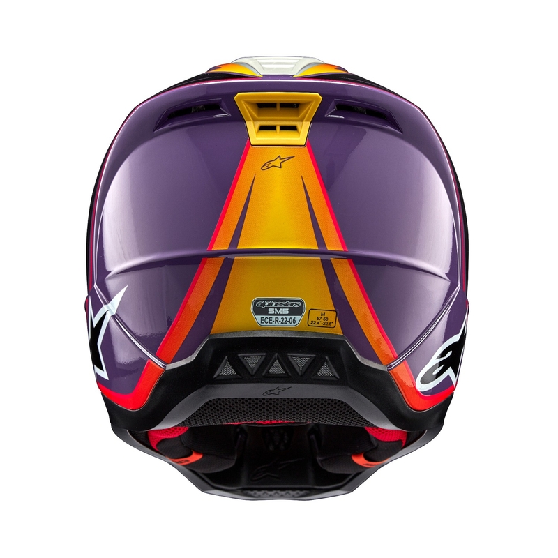 Alpinestars S-M5 Sail motokroso šalmas violetinė-juoda-sidabrinė