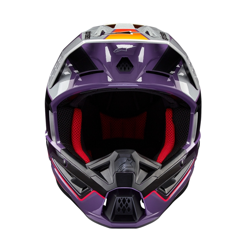 Alpinestars S-M5 Sail motokroso šalmas violetinė-juoda-sidabrinė