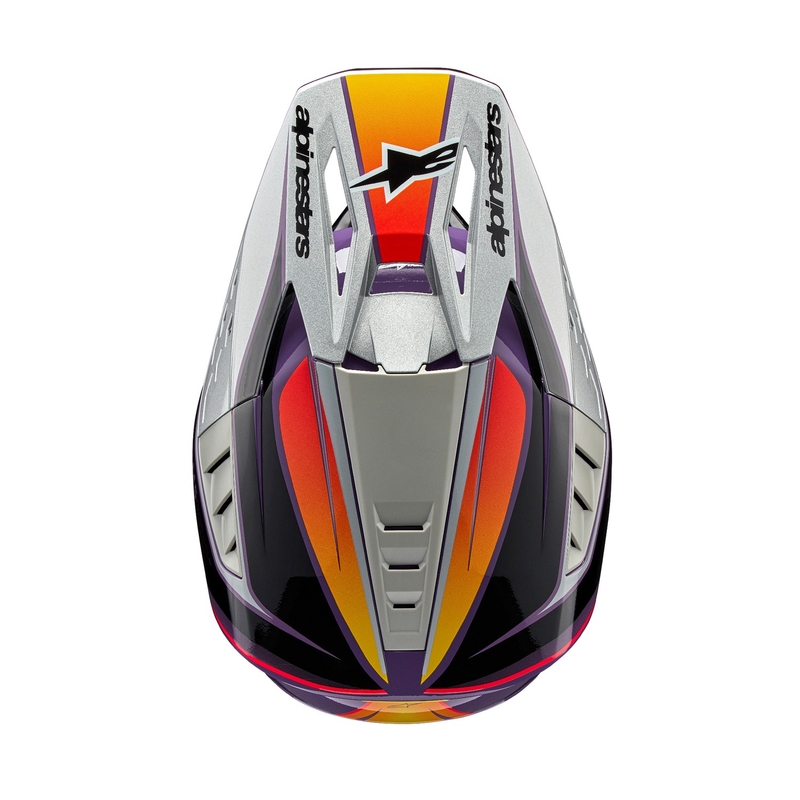 Alpinestars S-M5 Sail motokroso šalmas violetinė-juoda-sidabrinė