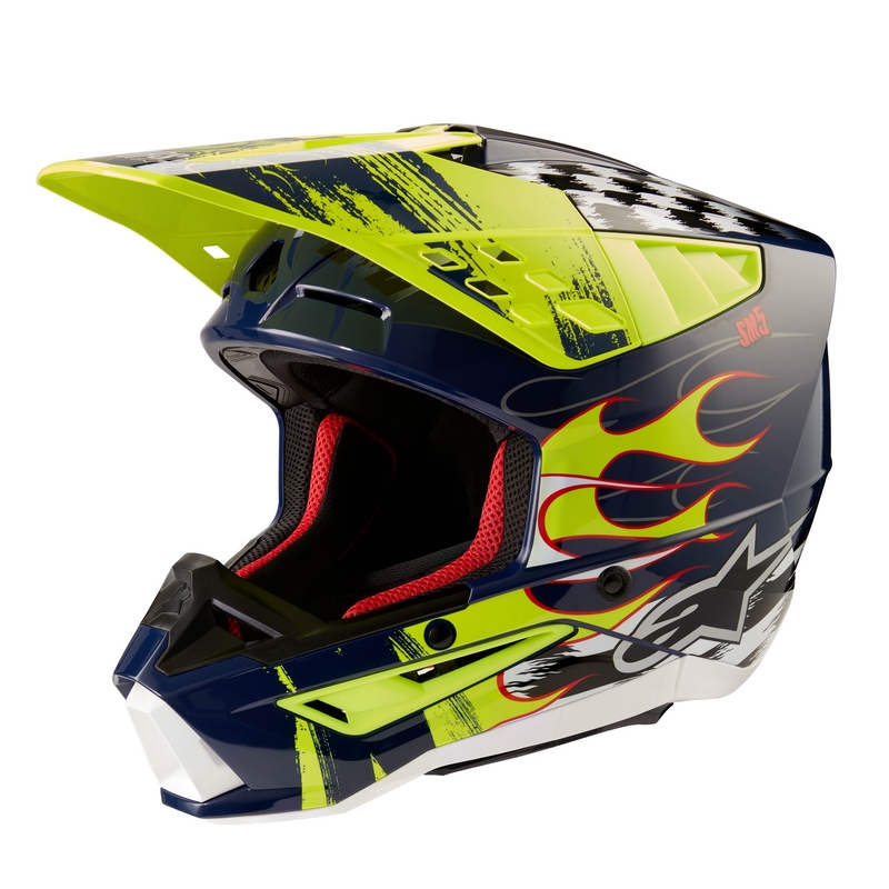 Alpinestars S-M5 Rash motokroso šalmas mėlyna-fluo geltona