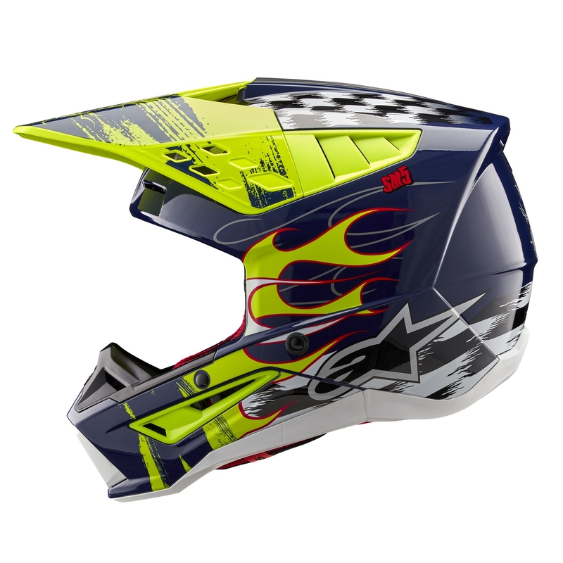 Alpinestars S-M5 Rash motokroso šalmas mėlyna-fluo geltona