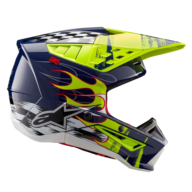 Alpinestars S-M5 Rash motokroso šalmas mėlyna-fluo geltona