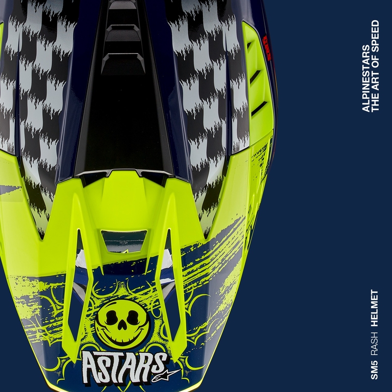 Alpinestars S-M5 Rash motokroso šalmas mėlyna-fluo geltona
