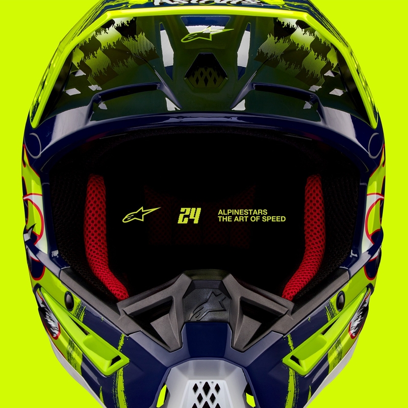 Alpinestars S-M5 Rash motokroso šalmas mėlyna-fluo geltona