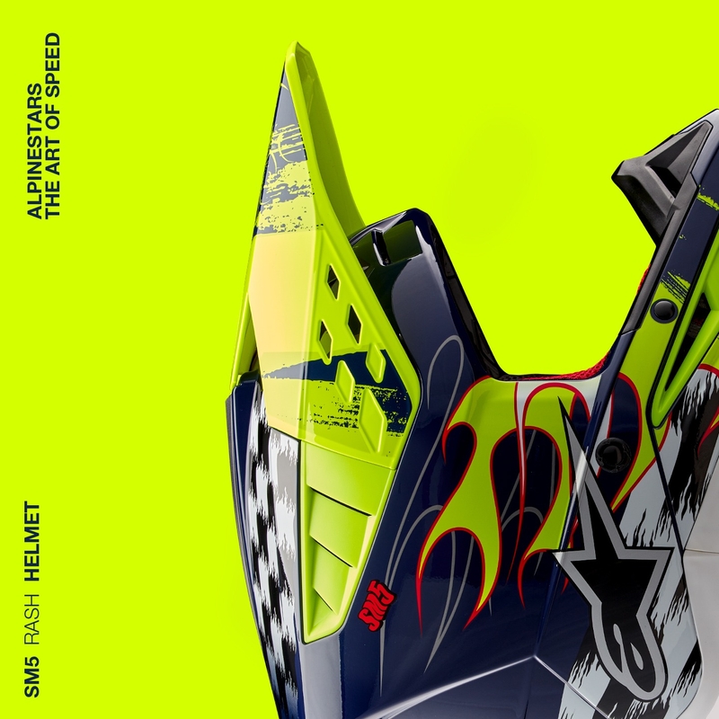 Alpinestars S-M5 Rash motokroso šalmas mėlyna-fluo geltona