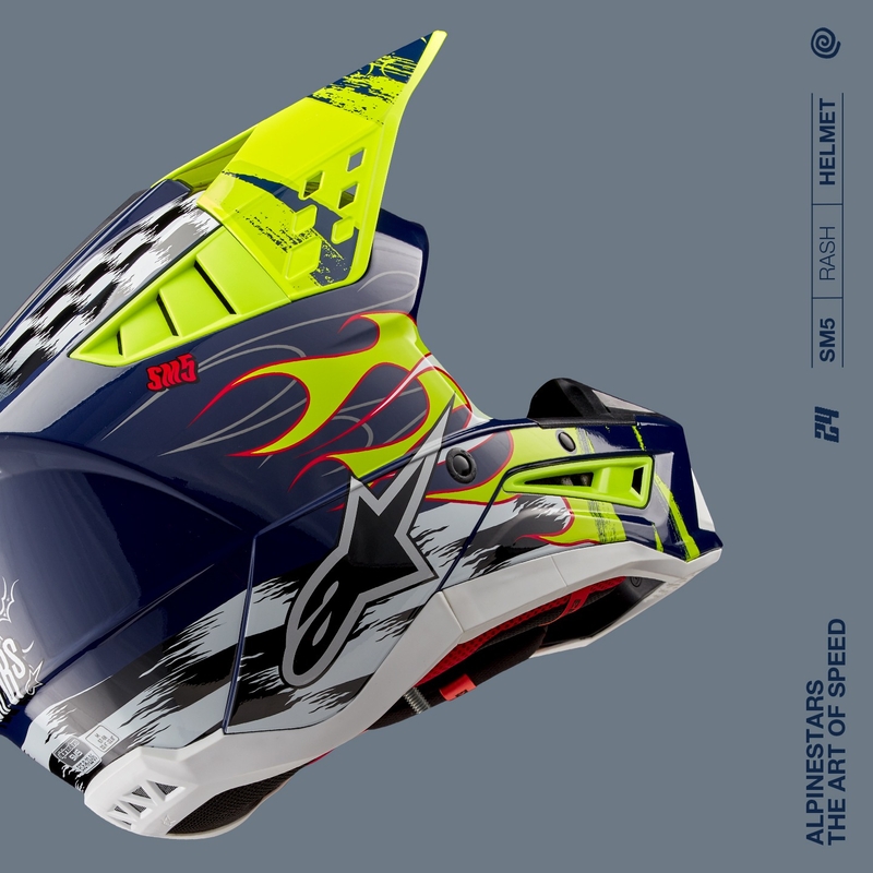 Alpinestars S-M5 Rash motokroso šalmas mėlyna-fluo geltona