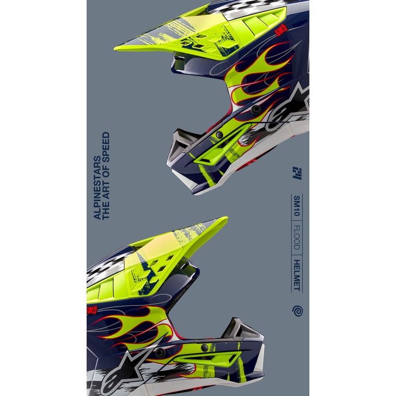 Alpinestars S-M5 Rash motokroso šalmas mėlyna-fluo geltona