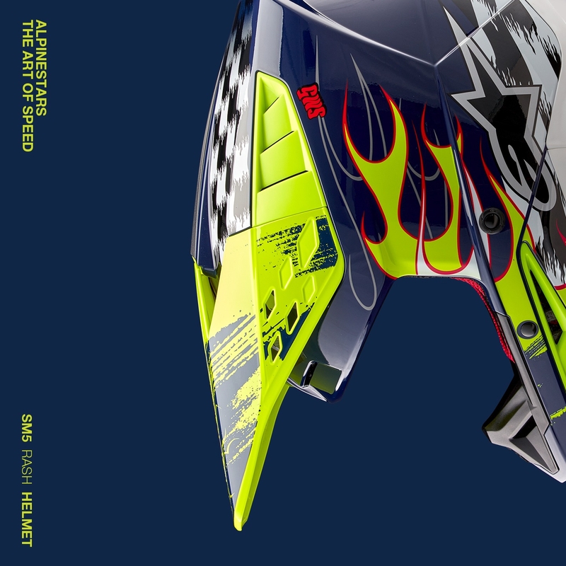 Alpinestars S-M5 Rash motokroso šalmas mėlyna-fluo geltona