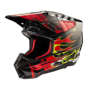 Alpinestars S-M5 Rash pilkai raudonas motokroso šalmas