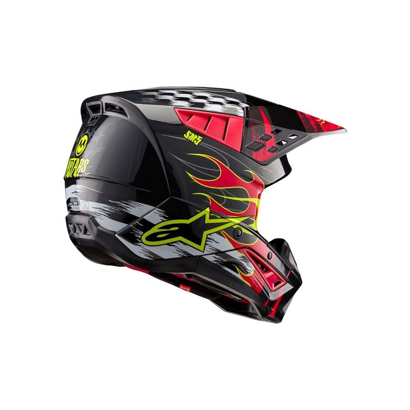 Alpinestars S-M5 Rash pilkai raudonas motokroso šalmas
